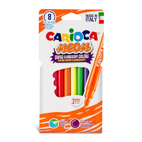 CARIOCA® 4.7mm 8 Color Neon Washable Felt Tip Pen Set